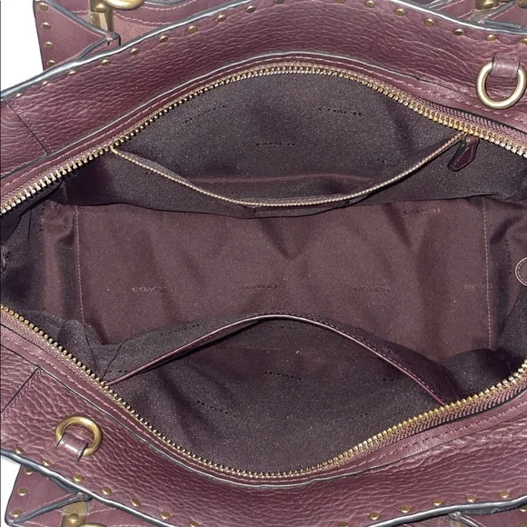 Coach Dreamer 36 Border Rivets Large Mixed Leather Suede Shoulder Bag in Brown - Picture 14 of 16